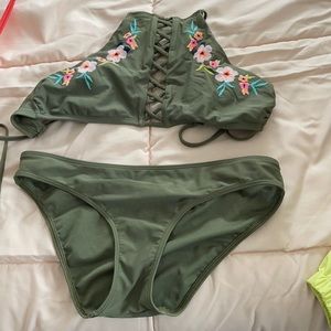 Olive green bathing suit